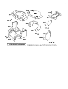 Blower Housing Diagram and Parts List for 422700-422799 2107- 2281- 2500 Briggs and Stratton Engine